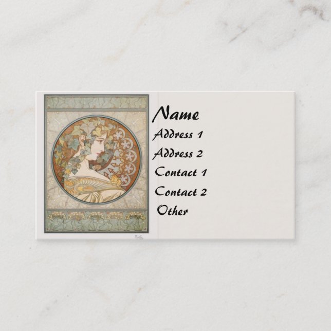 Vintage Mucha Lady Business Card (Front)