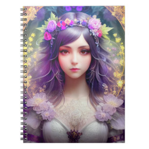 Vintage Mucha Style Beautiful Woman Portrait Notebook