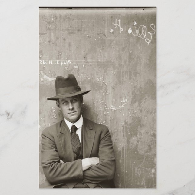 Vintage mugshot mafia gangster funny  stationery (Front)