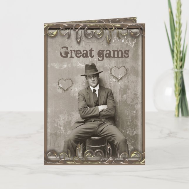 Vintage mugshot mafia man love funny romantic card (Front)