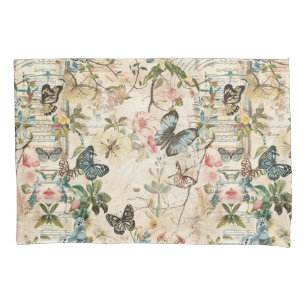 Vintage Multi Butterflies and Flowers Pillowcase