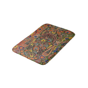 Vintage Multicolored Floral Pattern Bath Mat