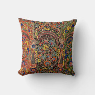 Vintage Multicolored Floral Pattern Throw Pillow