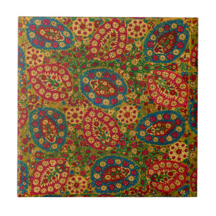 Vintage Multicolored Floral Tapestry Tile