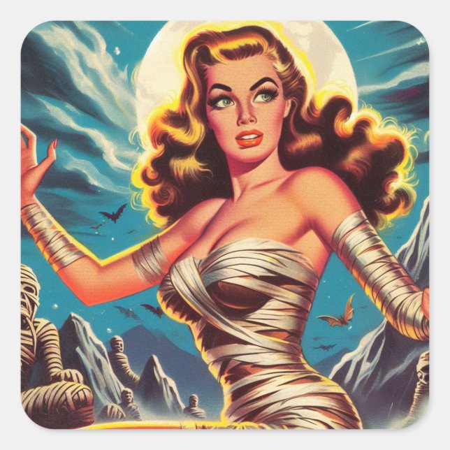 Vintage Mummy Girl Square Sticker (Front)