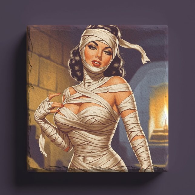 Vintage Mummy Pin-up Stone Coaster (Creator Uploaded)
