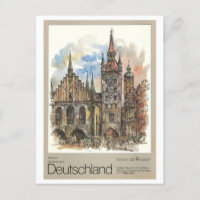 Vintage Munich Germany Watercolor Travel Poster
