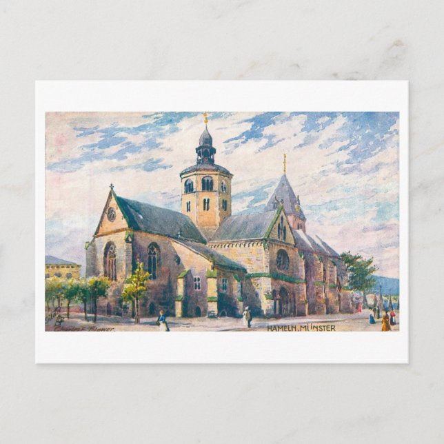 Vintage Munster in Hamelin, Germany Postcard (Front)