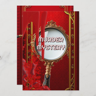 Vintage murder mystery dinner party retro red invitation