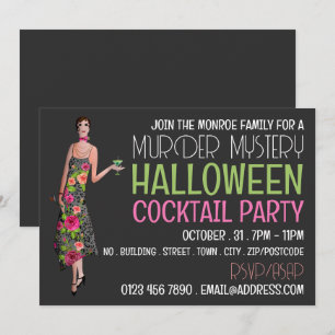 Vintage Murder Mystery Halloween Cocktail Party Invitation