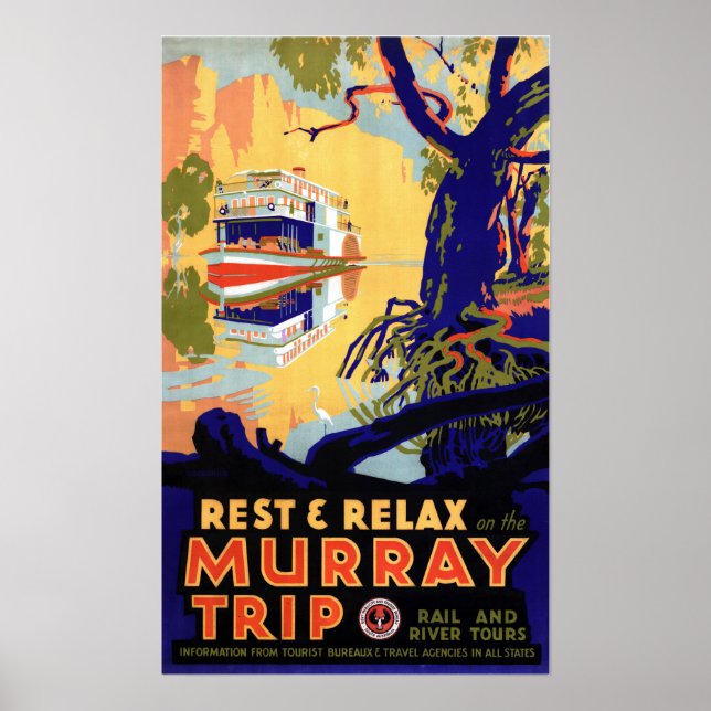 Vintage Murray Trip Australia Travel Poster (Front)