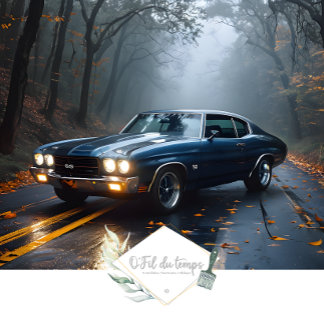 Vintage Muscle Car Fall Forest Highway  Tissue Paper