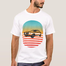 Vintage Muscle Car in Retro Sunset Design