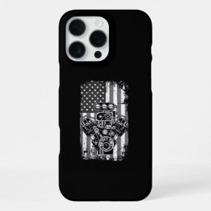 Vintage Muscle Car Piston American Flag Funny Mech iPhone 16 Pro Max Case