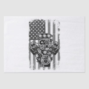 Vintage Muscle Car Piston American Flag Funny Mech Tissue Paper