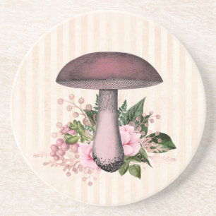Vintage Mushroom and Floral Compilation   Coaster