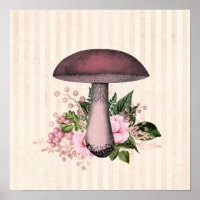 Vintage Mushroom and Floral Compilation Square