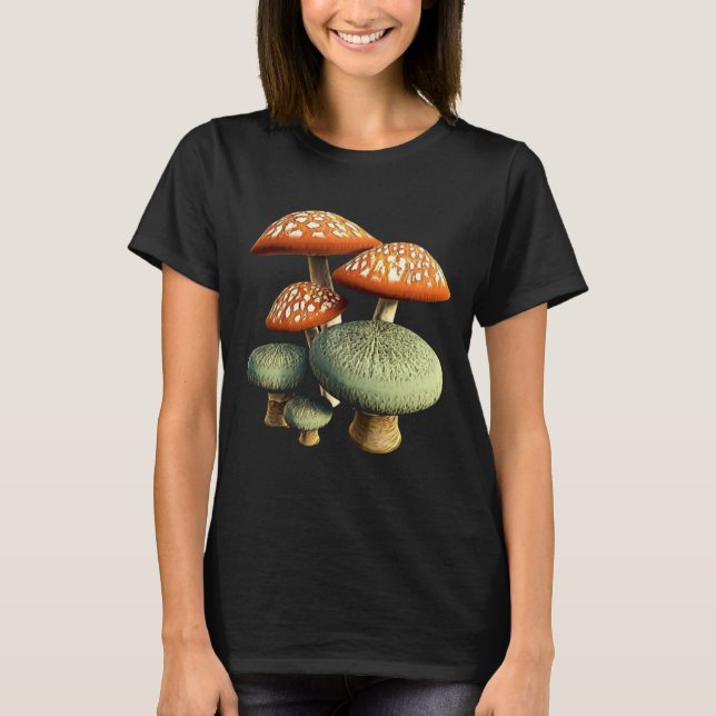 Vintage Mushroom and Nature Addict T-Shirt (Front)