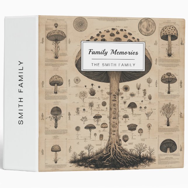 Vintage Mushroom Botanical Chart (10) Binder (Front/Spine)