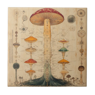 Vintage Mushroom Botanical Chart (11) Tile