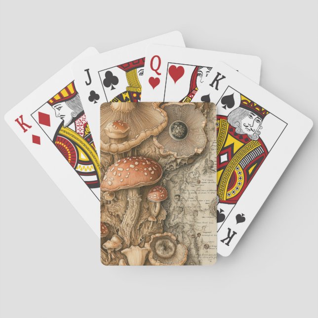 Vintage Mushroom Botanical Chart (1) Playing Cards (Back)