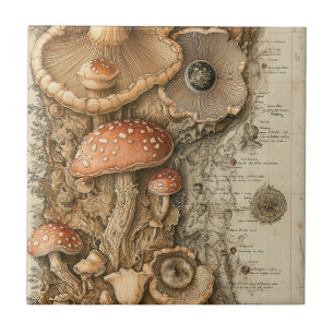 Vintage Mushroom Botanical Chart (1) Tile