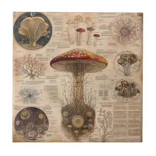 Vintage Mushroom Botanical Chart (2) Tile