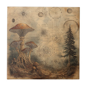 Vintage Mushroom Botanical Chart (3) Tile