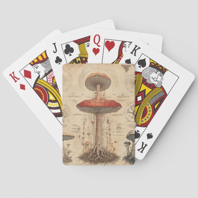 Vintage Mushroom Botanical Chart (8) Playing Cards (Back)