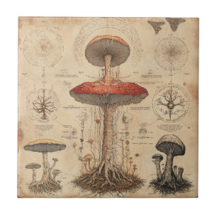 Vintage Mushroom Botanical Chart (8) Tile