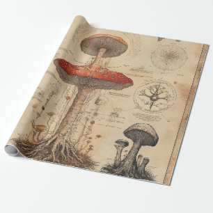Vintage Mushroom Botanical Chart (8) Wrapping Paper