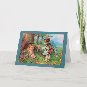 Vintage Mushroom Butterfly Children Note Card