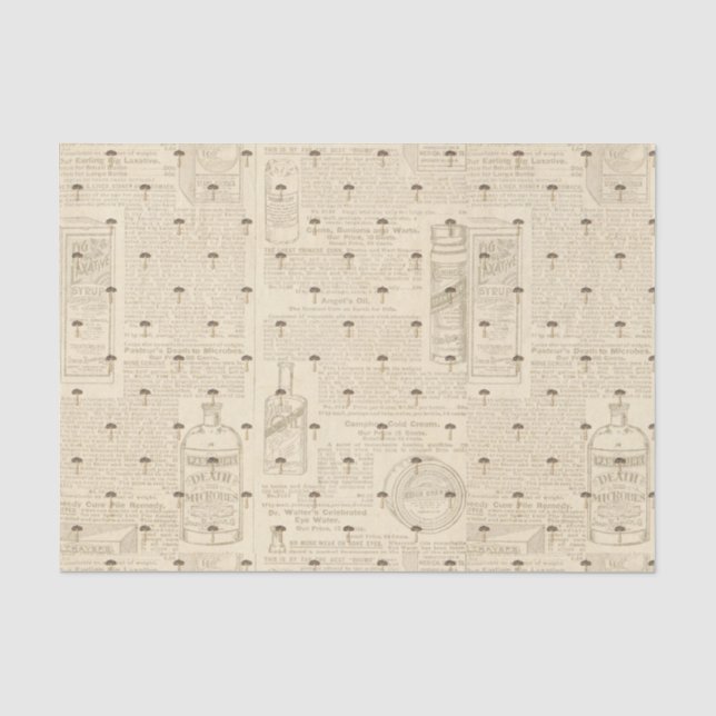 Vintage Mushroom Collage Tissue Paper (Front)