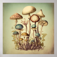 Vintage Mushroom Digital Art 12