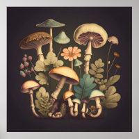 Vintage Mushroom Digital Art 3