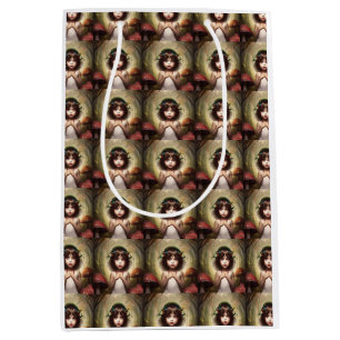 vintage mushroom fairy lilly gift wrap medium gift bag