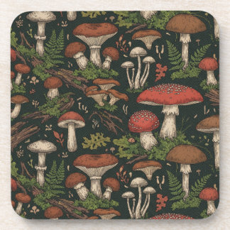 Vintage Mushroom Forest Botanical Coaster