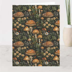 Vintage Mushroom Garden Seamless Pattern Card