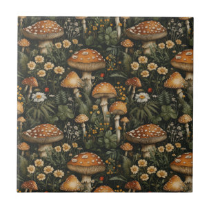 Vintage Mushroom Garden Seamless Pattern Tile