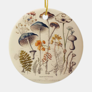 Vintage Mushroom Naturalist Ceramic Ornament