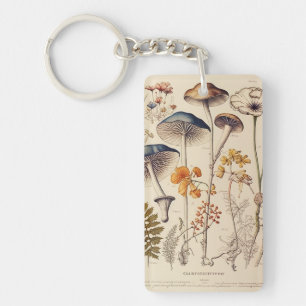 Vintage Mushroom Naturalist Keychain