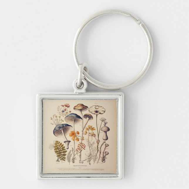 Vintage Mushroom Naturalist Keychain (Front)