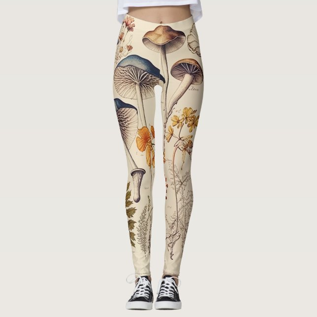 Vintage Mushroom Naturalist Leggings (Front)