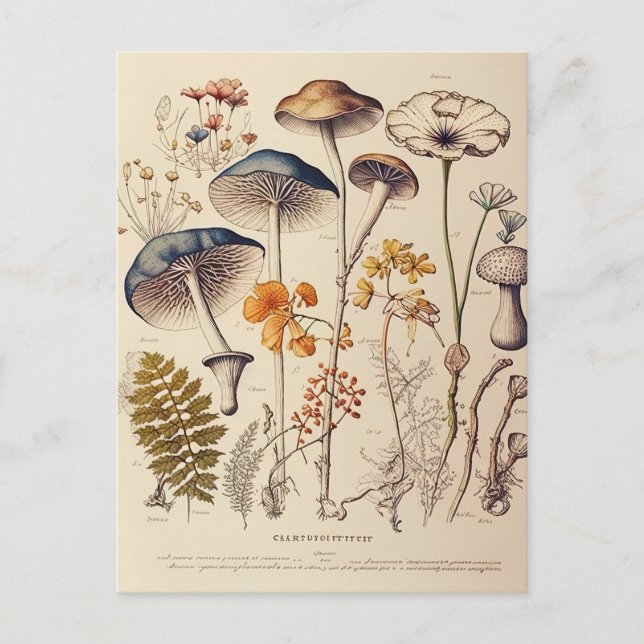 Vintage Mushroom Naturalist Postcard (Front)