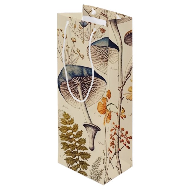 Vintage Mushroom Naturalist Wine Gift Bag (Back Angled)