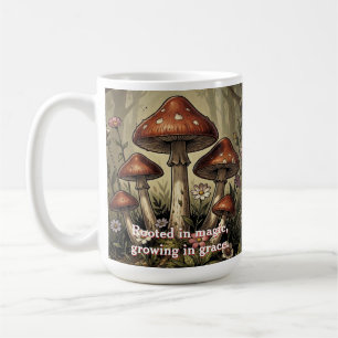 Vintage Mushroom Red Caps and Wildflowers Art Coffee Mug