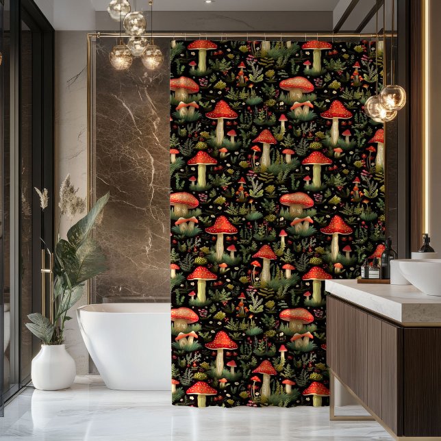 Vintage Mushroom Shower Curtain Nature Inspired (Vintage Mushroom Shower Curtain Nature Inspired)