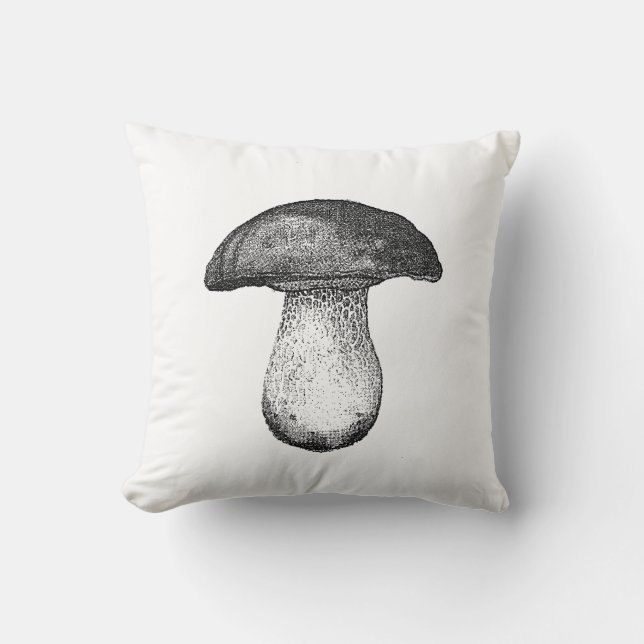 Vintage Mushroom Throw Pillow (Front)
