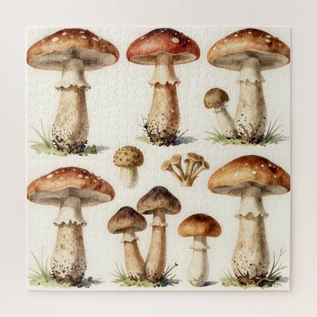 Vintage Mushroom Toadstool Botanical Fungi  Jigsaw Puzzle (Vertical)