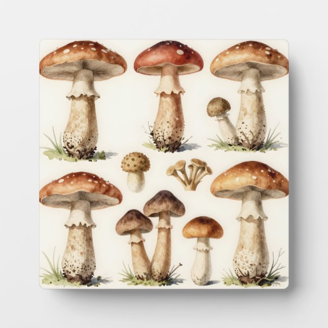 Vintage Mushroom Toadstool Botanical Fungi  Plaque (Front)